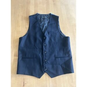 Alberto Cardinali Men's Black Dress Vest 40R Formal Suit Waistcoat 5 Button